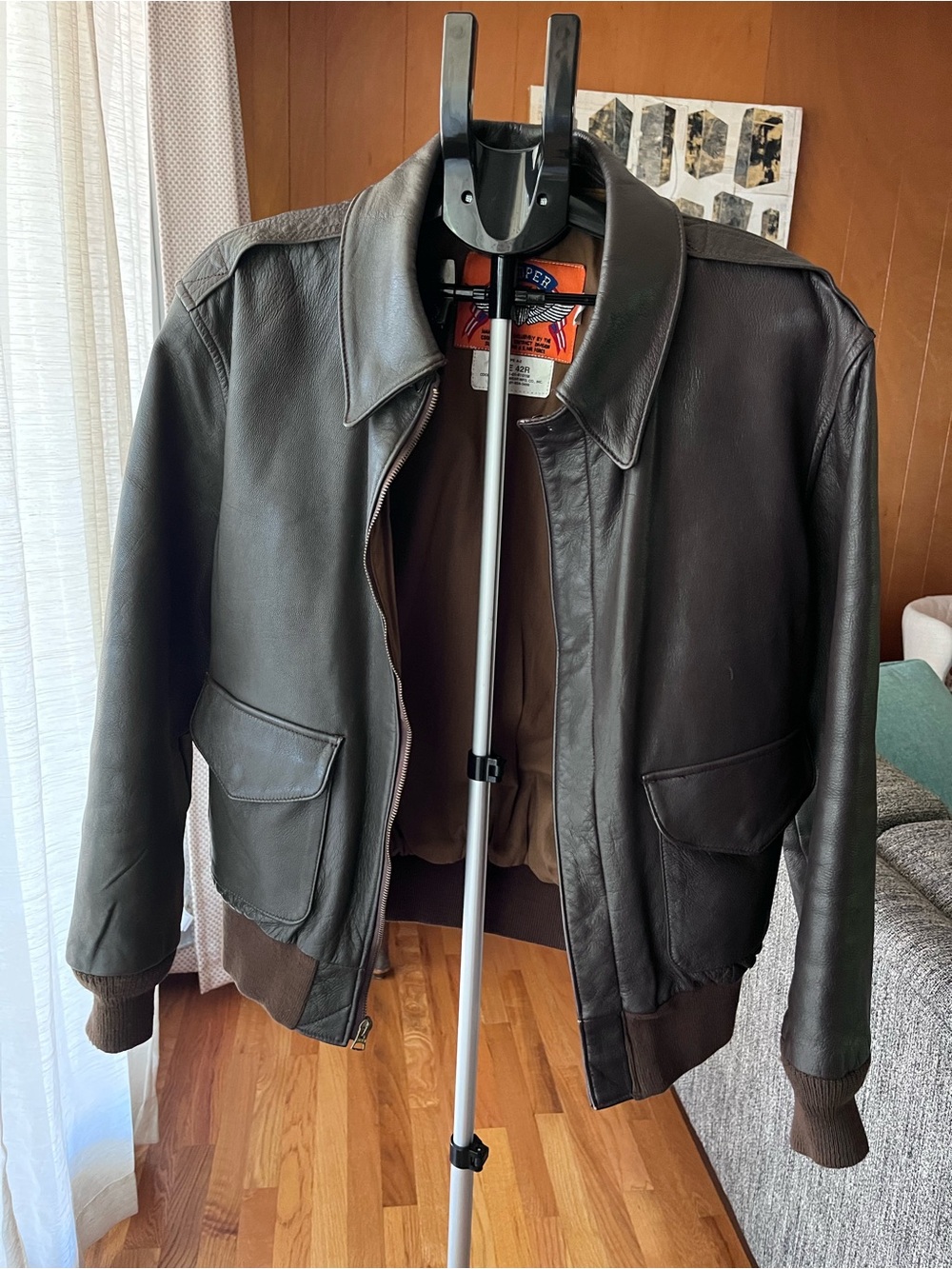 Cooper Type A-2 USAF Flight Jacket Men's Brown Genuine Goat Skin Leather 42R